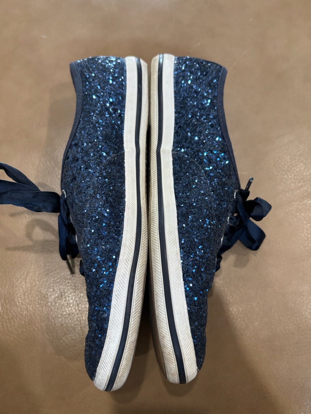 kate spade Navy Glitter bold Satin Ribbon Lace Sneakers - Picture 3 of 8